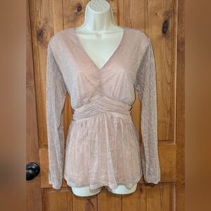 Maurices‎ Rose Gold Long Sleeve Sparkle Blouse